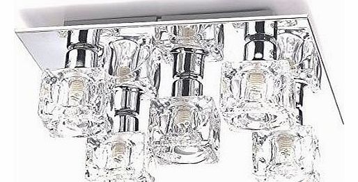 Marco Tielle Modern Chrome Ice Cube 5 Way Flush Ceiling Light [5 x 33 watt]